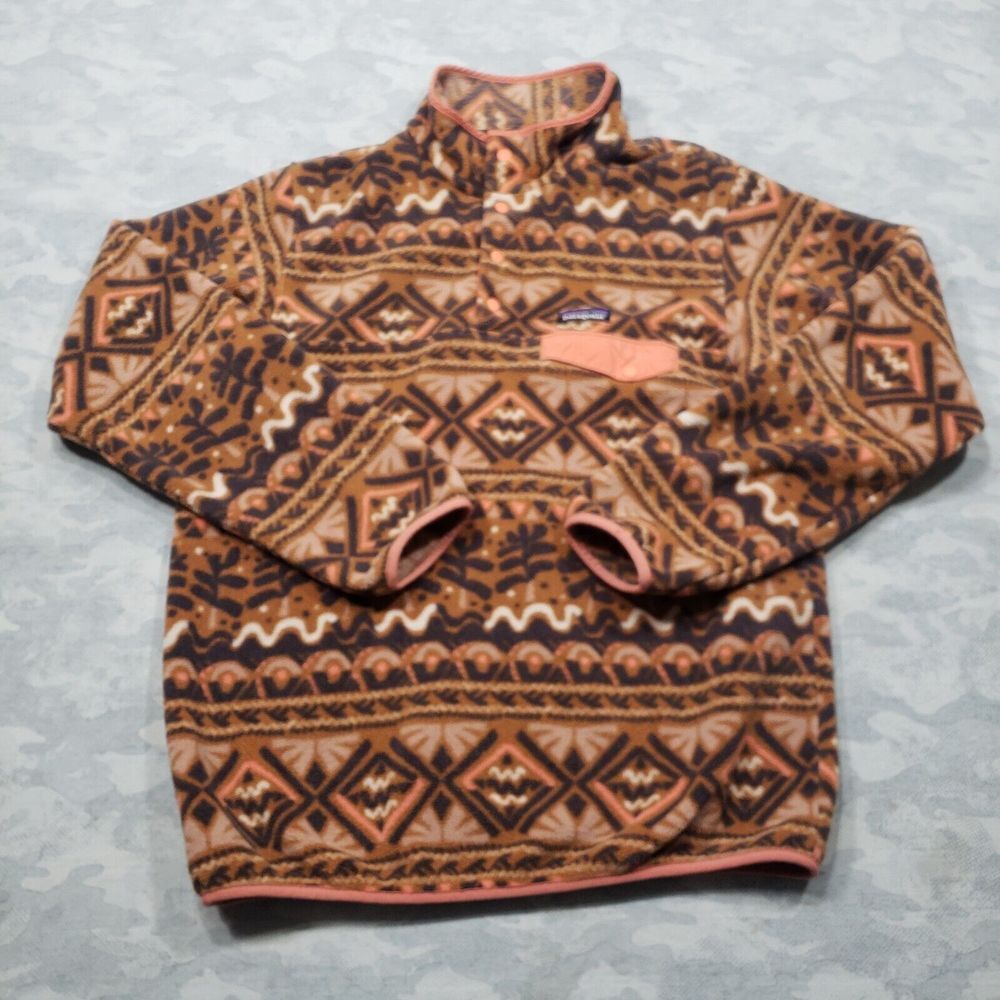 Patagonia Synchillia 1/4 zip Womens Large Brown Southwestern Aztec